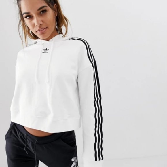 adidas Tops - Adidas Originals Cropped White Hoodie
